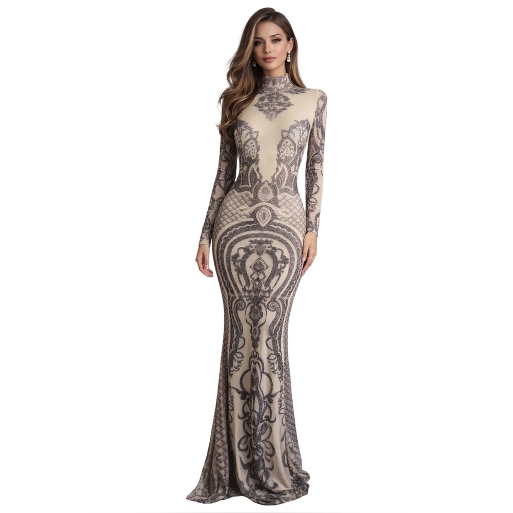 KIKIRIKI Tattoo Mesh Maxi Dress Size M